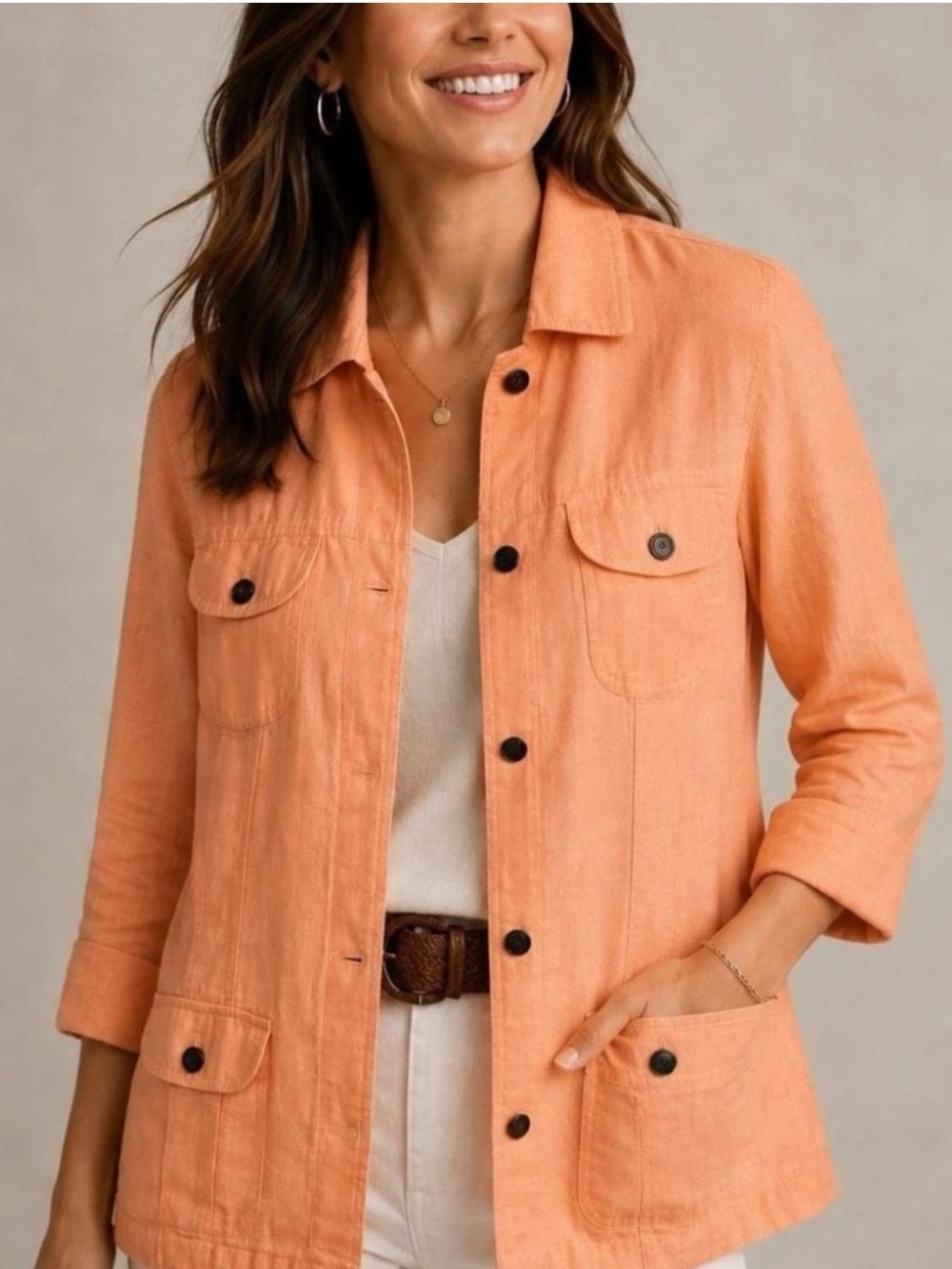 J. Jill - Peach Linen Jacket - XSP